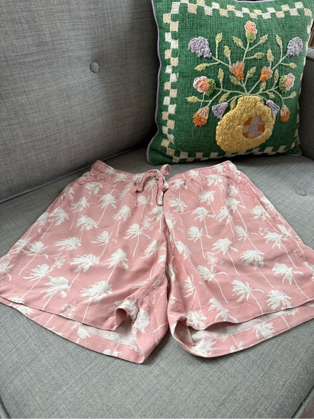 Uniqlo x Disney Pink Palm-Print Drawstring Lounge/PJ Shorts